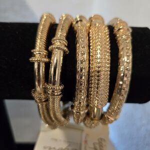 Erica Lyons Gold Textured Bracelet Set